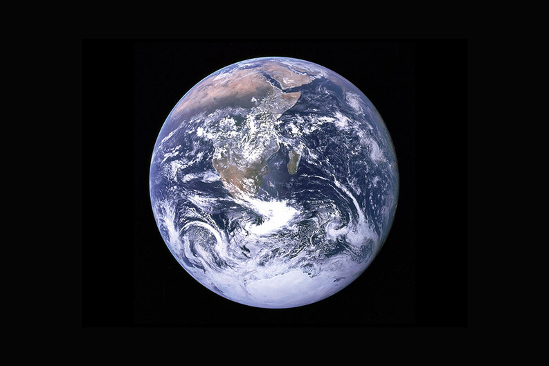 View of the Earth as seen by the Apollo 17 crew traveling toward the moon.