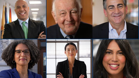 a grid of six headshots of alumni