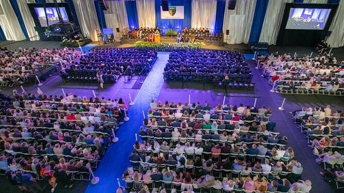 Graduates and families at the Lanman Center