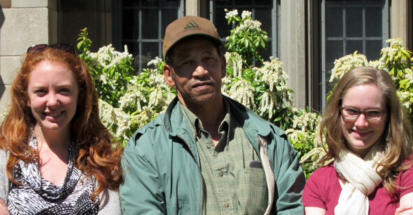 Air Force veteran Gene Trotman with VLSC students Linda Evarts and Caitlin Miner-LeGrand