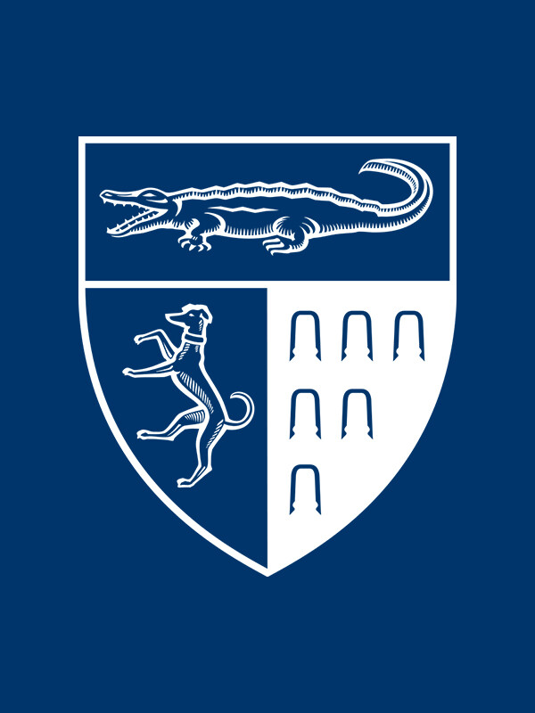 white YLS shield on dark blue background